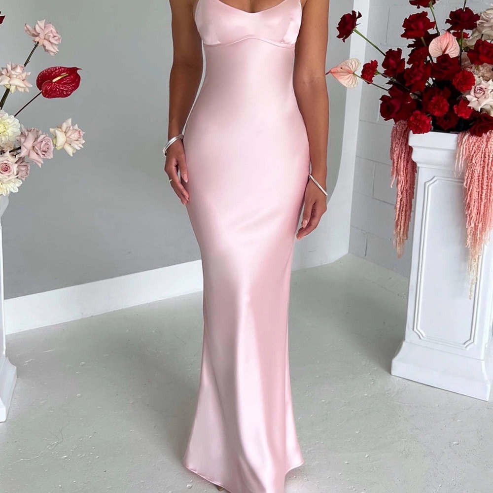 Babyboo Malika Maxi Satin Dress Blush – Size Small NWT